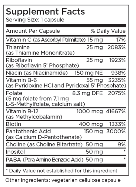 B-Complex + 5 mg L-Methylfolate 30 Capsules