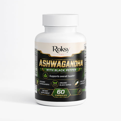 Organic Ashwagandha with Black Pepper – Stress, Calm & Adaptogen Support | 60 Caps
