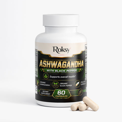Organic Ashwagandha with Black Pepper – Stress, Calm & Adaptogen Support | 60 Caps