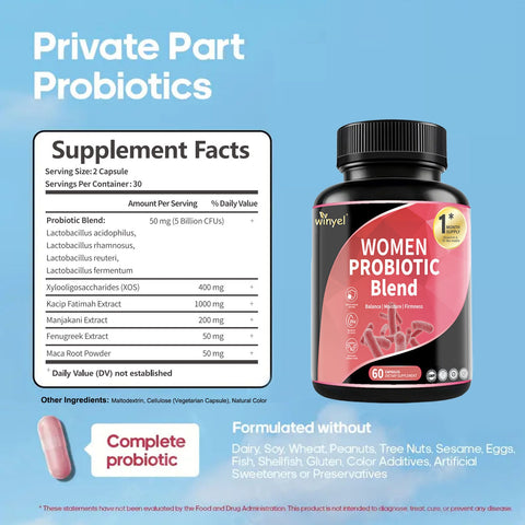 Women's Probiotics For Women PH Balance With Prebiotics, Lactobacillus Probiotic Blend And Herb Blend - Women's Health Supplement, 60 Count