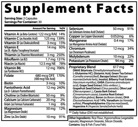Brain & Focus Formula 60 Caps – Nootropic Brain Support for Memory & Energy
