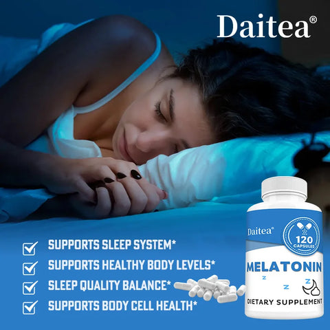 Melatonin Supplement Capsules 5 Mg - Natural Sleep Support, Relaxation and Calmness, Promotes Sleep Quality