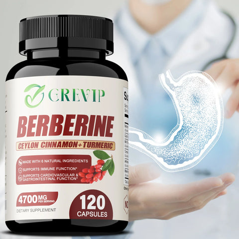 Berberine - Cardiovascular and Digestive Health, Antioxidant - with Ceylon Cinnamon - 120 Capsules