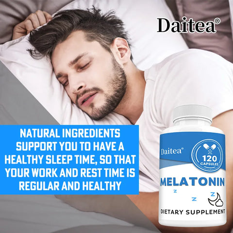 Melatonin Supplement Capsules 5 Mg - Natural Sleep Support, Relaxation and Calmness, Promotes Sleep Quality