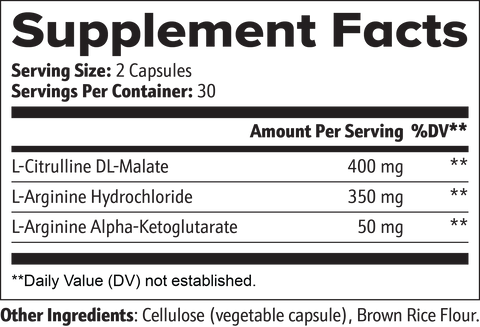 Nitric Oxide L-Citrulline, Arginine AKG. 60 capsules