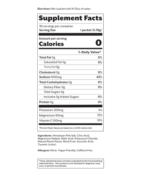 White Peach Electrolyte Drink Mix